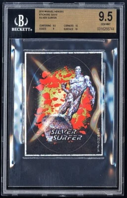 2010 Marvel Heroes Stickers Savvy SILVER SURFER BGS 9.5 GEM Mint Pop 2 Jumbo MCU - Image 1 of 2