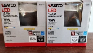 2 Satco Lighting Flood Short Neck Med 12.5W 75W Dimmable PAR30/SN/FL Warm White  - Picture 1 of 4