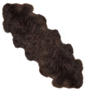 Large Dark Brown Super Soft Luxury Genuine Real Sheepskin Rug Hide Pelt Double - Picture 1 of 1