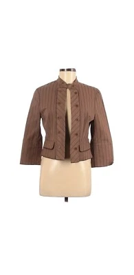 BCBGMAXAZRIA Women Brown Striped print Jacket Medium Blazer Button Detail - Image 1 of 2