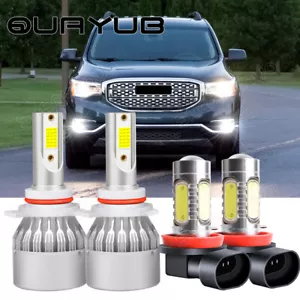 For GMC Acadia 2013-2019 4X Combo LED Headlight Fog Light Bulbs 6000K White C6 - Picture 1 of 14