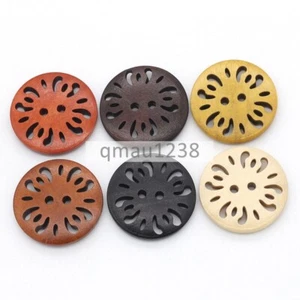 10x 2-HOLE HOLLOW WOOD ROUND BUTTON 15MM -38MM CLOTHING/BAGS/SEWING CRAFTS DIY - Picture 1 of 16