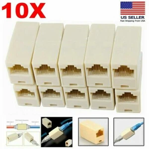10 Pack RJ45 Joiner Coupler Cat 5 Cat 5e Extender Ethernet Network Connector USA - Picture 1 of 5