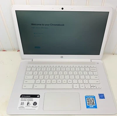 HP Chromebook 14-ca030nr 2018 blanco con adaptador de CA Foto 1 de 4