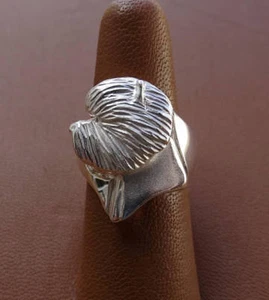 Sterling Silver West Highland White Terrier Head Study Ring - Picture 1 of 5