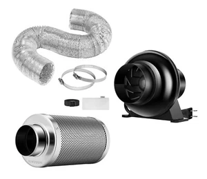 VIVOSUN 4" 195CFM Inline Duct Ventilation Fan Carbon Filter & Ducting for Tent - Picture 1 of 15