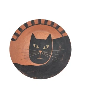 "Piatto Halloween Vintage Carol Endres Look Primitivo Legno Gatto Nero Arte Folk 7,5" - Foto 1 di 4