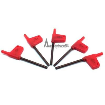 3PC Plastic Handle Flag Type T6/T7/T8/T9/T10/T15/T20 Torx Key Wrench Spanner Red - Image 1 of 3