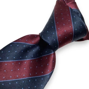 STEFANO RICCI Men's Tie Striped Blue Bordeaux 100% Silk Made in Italy Free Ship - Picture 1 of 7