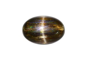 14.07 CTS_DON'T MISS IT_100 % NATURAL RARE RAINBOW RUTILE SCAPOLITE CAT'S EYE - Picture 1 of 3