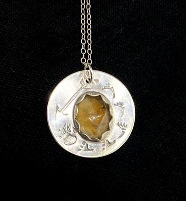 Collar colgante amarillo citrino piedras preciosas ovaladas plata de ley 925 18" suroeste Foto 1 de 4