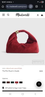 Madewell мини мешок в замшевый цвет Cabernet с золотой фурнитуры новый с ярлыками Msrp $158 - Изображение 1 из 4