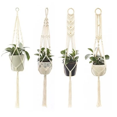 Macrame Plant Hanger Garden Hanging Planter Basket Rope Flower Pot Holder Decor - Image 1 of 4
