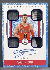 2017-18 Panini Cornerstones Zach Lavine On Card AUTO Quad Patch /49 BULLS - Picture 1 of 2