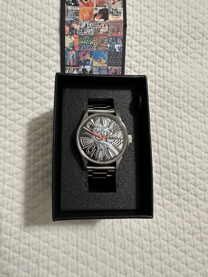 RARE Nixon Rolling Stones Time Teller All Black Watch A1356-001-00
