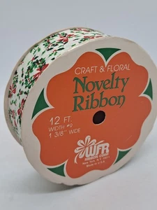 Vintage Urlaub Band 12 Fuß 13/8 Zoll breit. Stechpalme und Schleifen - Bild 1 von 4