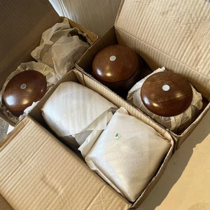 3 Sets Go Stones Agate Playing Stones with Natural Wood Bowls Used Vintage - Picture 1 of 15