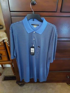 Greg Norman Play Dry Golf Shirt Size XL Blue Striped New With Tags ($65) Shrt Sl - Picture 1 of 3