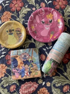 Lilo and Stitch Birthday Party Supplies 30 X Plates, Cake Plates, Cups, Napkins - Picture 1 of 8