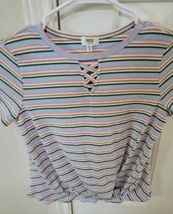 BKE Buckle Shirt XL Youth Striped Modern Casual Fit Girls - Picture 1 of 3