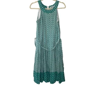 Vestido sin mangas floral verde y blanco Boden 8 largo 100 % algodón forrado - Imagen 1 de 7