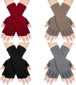 ONESING 4 Pairs Fingerless Gloves for Women - Warm Knitted Stretchy Color-b - Picture 1 of 6
