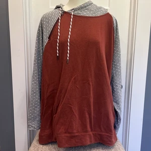 Maurices Burnt Orange Polka Dot Hoodie Pullover Sweatshirt Kordelzüge Reißverschluss Gr. 3X - Bild 1 von 10