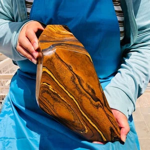 11.37LB Large Natural Tiger's Eye Stone Quartz Crystal Mineral Specimen Healing - Picture 1 of 14