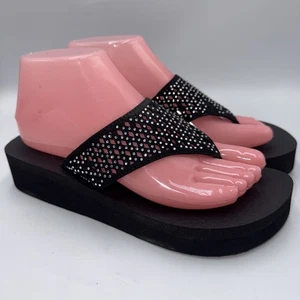 SKECHERS Yoga Foam Black Rhinestone  Wedge sandals size 8 ‼️ See descript - Picture 1 of 11