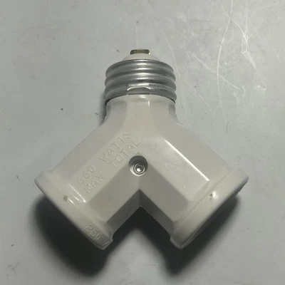 Leviton 660W  Twin Socket Adapter Y Connector White Light Fixture 250V Free Ship - Image 1 of 4