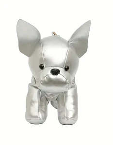 Bolso Lindo Cachorro Bolso de Hombro Cartera Bandolera Cachorro Cartera Brillante Plateado Cuero PU - Imagen 1 de 1