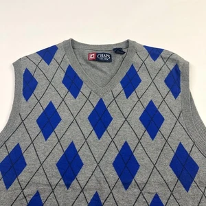 Chaps Large Argyle Diamond Baumwolle grau Herren Pullover Weste Sweater - Bild 1 von 5