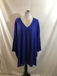 Woman Within Purple/Blue 3/4  Sleeve V Neck Top - Womens 6X, NEW, Bust 36” - Picture 1 of 6