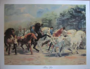 art print~HORSE FAIR~Rosa Bonheur show race farm horses riders men 22x17 - Picture 1 of 1