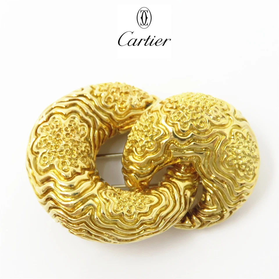 Огромная брошь на булавке с двойным полумесяцем из желтого золота 18 карат NYJEWEL Cartier - Изображение 1 из 4