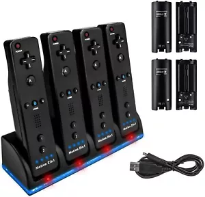 For Nintendo Wii Remote Controller 4X Rechargeable Battery+Charger Dock Station - Picture 1 of 12