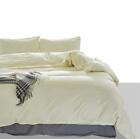 Cream Yellow Washed Cotton Duvet Cover Set Solid Color Light Yellow Comfortable