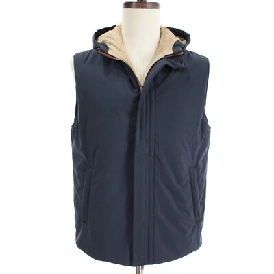 Chaleco Luciano Barbera Nuevo con Etiquetas Cremallera Completa con Capucha Talla 50 (US M) en Azul 100% Poliéster Foto 1 de 4