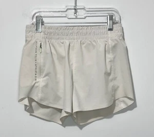 Athleta Girl Allyson Felix Shorts M 8-10 Ivory Zip Pockets Elastic Waist Logo - Picture 1 of 7