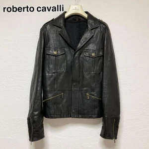 Roberto Cavalli Leather Jacket Lamb Skin Black Size 48 - Picture 1 of 13