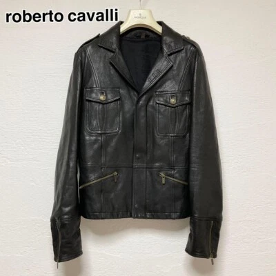 Roberto Cavalli Leather Jacket Lamb Skin Black Size 48 - Image 1 of 4