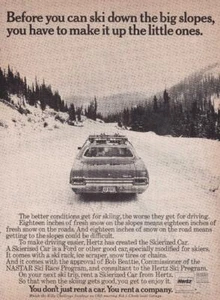 1970 Hertz Ad/ "rent Ford Galaxie 500 with ski rack & chains" - Picture 1 of 1