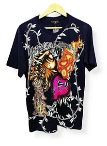 VTG Christian Audigier Y2K T Shirt Size L / XL dark blue . Ex condition - Picture 1 of 13