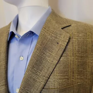 Lubiam sport coat mens 43L gold 73% linen 27% Ferla wool Italy taupe beige - Picture 1 of 18