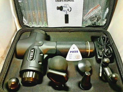 TESLA PRO MASSAGE GUN 25.V 6 HOUR LI ION BAT BRUSHLESS MOTOR 30 SPD LCD 6 HEADS - Image 1 of 4
