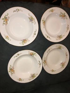 Coalport - Wenlock Fruit Embossed Gold Trim - Set Of 4 Soup Bowls 8” Diameter - Picture 1 of 5