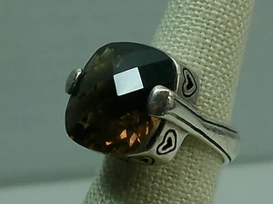 Brighton RIESIGER facettierter Rauchtopas Quarz Stein KLOBIG Sterlingsilber Herz Ring - Bild 1 von 23