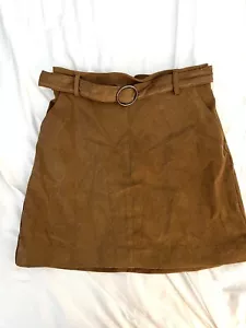 Hollister Womens S Small Ultra HIGH-RISE FAUX SUEDE BELTED MINI SKIRT pockets! - Picture 1 of 9