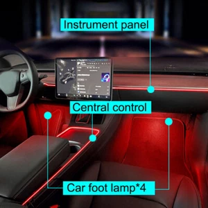 Car Neon Light Center Console Dashboard Light Ambient Lights For Tesla Model 3 Y - Picture 1 of 12