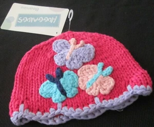 NWT BOUTIQUE HUGGALUGS BABY GIRLS BUTTERFLY KNIT HAT SZ 0-6 MONTHS - Picture 1 of 2